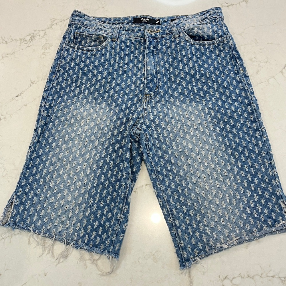 Jaded London Jean Shorts Womens 28 Blue Cotton‎ Slouchy Distressed Jorts Cutoff